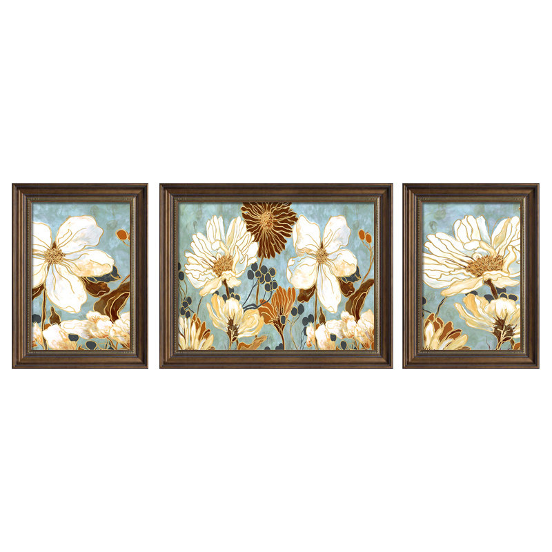 美式三联花开富贵沙发客厅装饰画主图