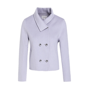 【博主同款】JESSIE羊毛翻领毛呢外套女紫色短款半裙套装冬季新款