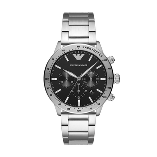 【官方】armani阿玛尼黑色潮流手表男 圆形简约男士石英表ar11242
