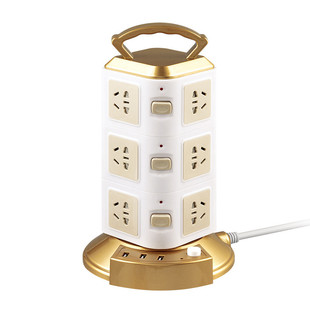 立式插排圆柱电板插桌面插线板带usb接口个性多功能多面插座创意