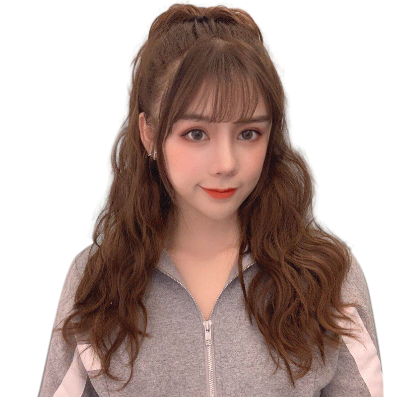 假发马尾女短卷发 绑带式长款网红高马尾 自然玉米烫羊毛卷假马尾