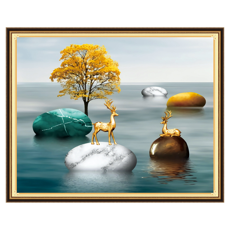 石来运转十字绣2021新款线绣客厅小幅卧室餐厅自己绣手工小件满绣