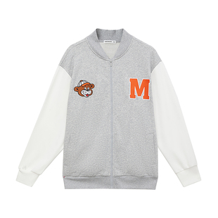 美特斯邦威卫衣男宽松简约百搭棒球领休闲舒适运动针织开衫上衣