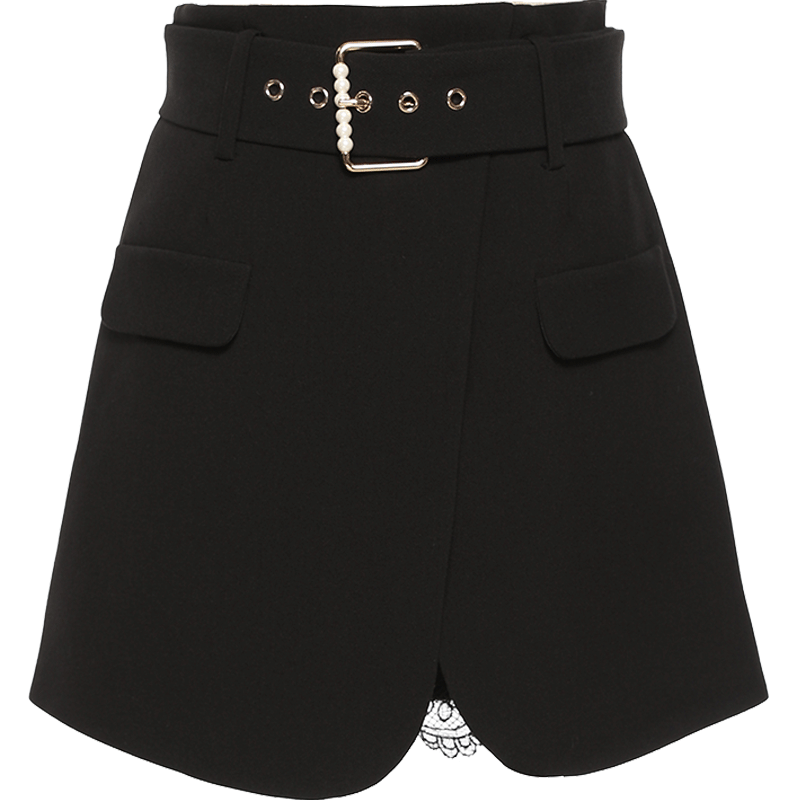 maxrienygina吉娜同款复古简约蕾丝拼接直筒短裤女修身裤裙