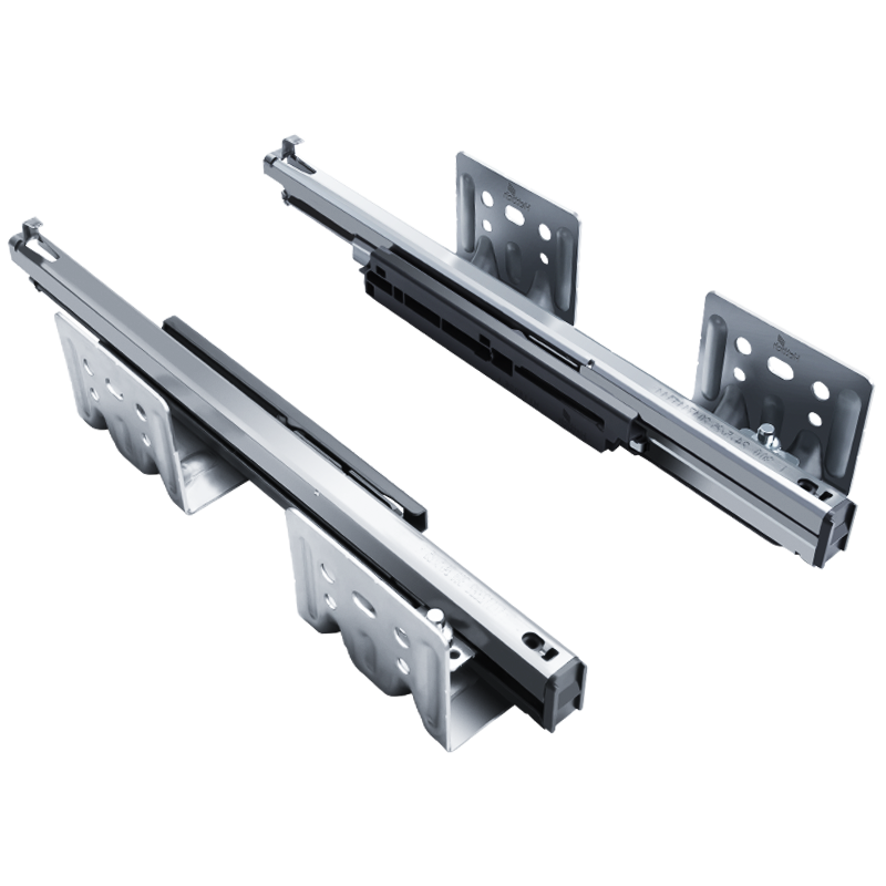 海蒂诗托底抽屉导轨 阻尼缓冲三节轨道底装楼梯柜滑轨滑道 托底轨