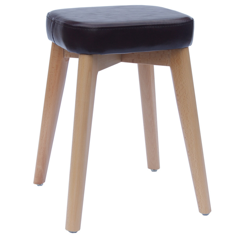 可叠放收纳实木凳子小圆凳 餐厅家用餐桌凳皮凳矮凳木凳现代简约