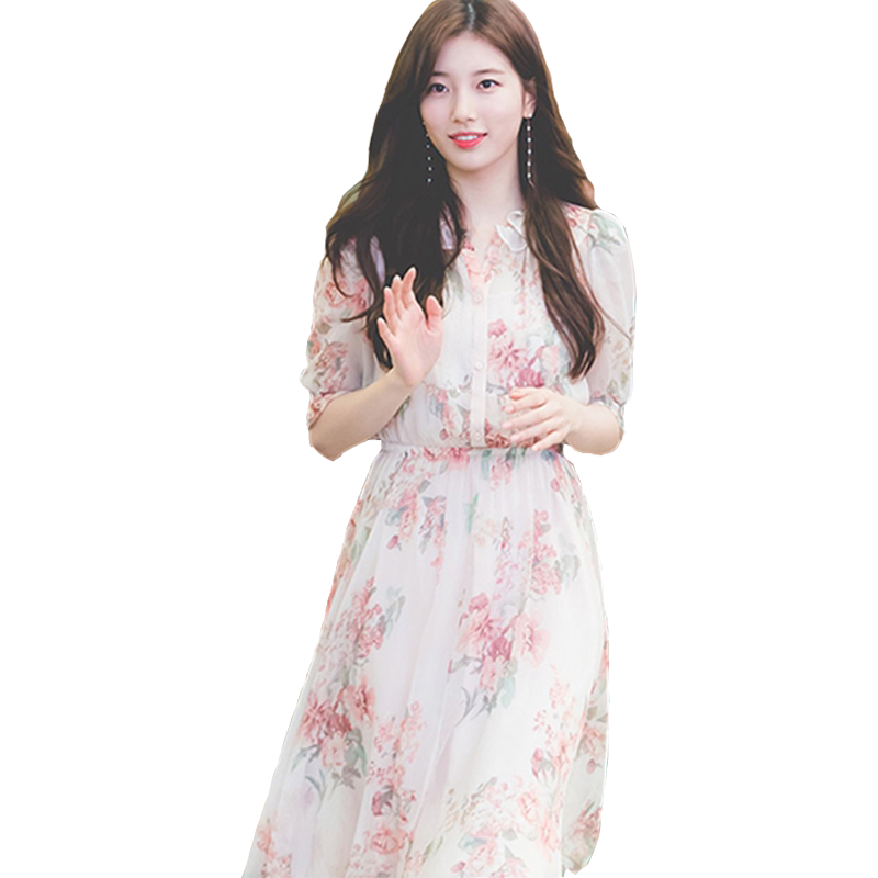 裴秀智同款春夏季很仙的连衣裙超仙甜美碎花雪纺a字裙小清新裙子