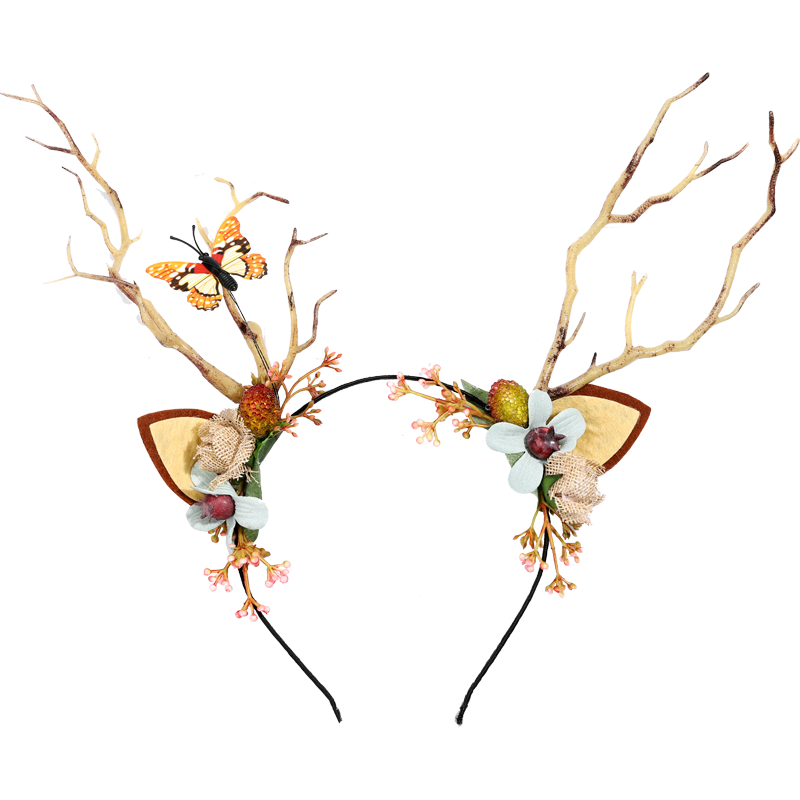 圣诞节鹿角头饰森系发卡仙女发饰品超仙甜美发夹发光头箍麋鹿发箍