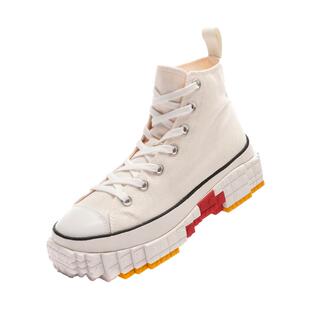 ccilu驰绿积木帆布鞋GREENPLAX女高帮鞋男个性厚底中帮情侣休闲鞋