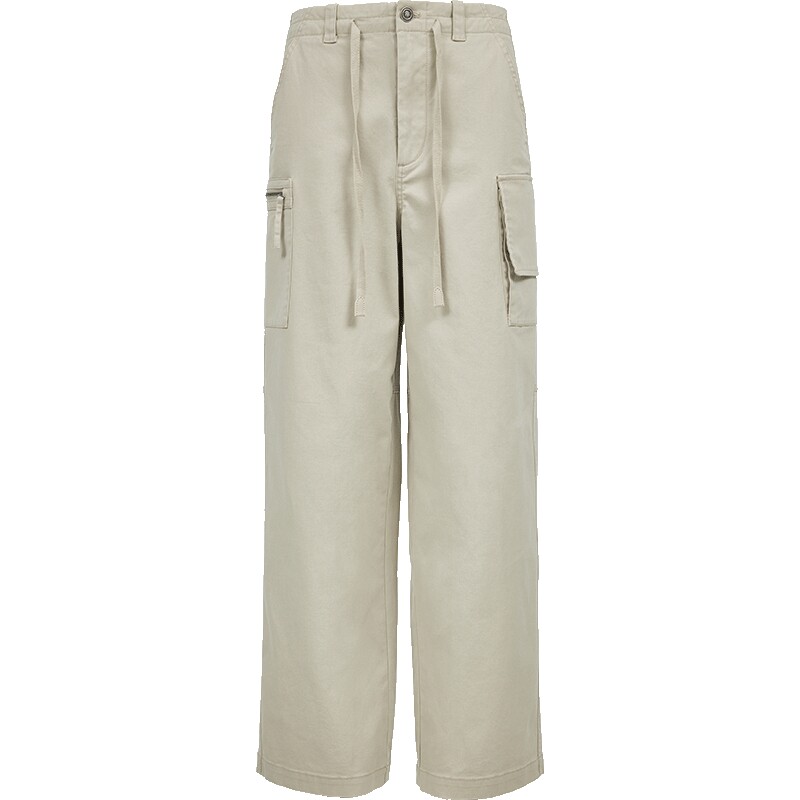 ONLY2025冬季新款工装风低腰实用口袋抽绳宽松阔腿长裤休闲裤女