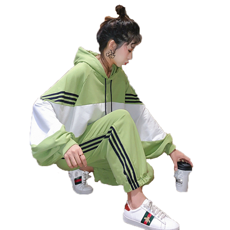 春秋季网红洋气显瘦运动风休闲套装女韩版森系学生宽松ins两件套 - 优