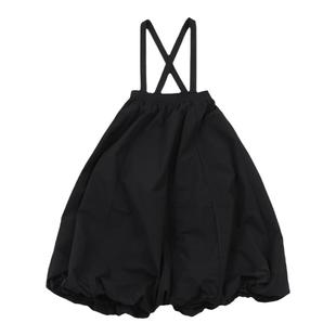 小蔥良裁可拆卸黑色背帶裙連衣裙