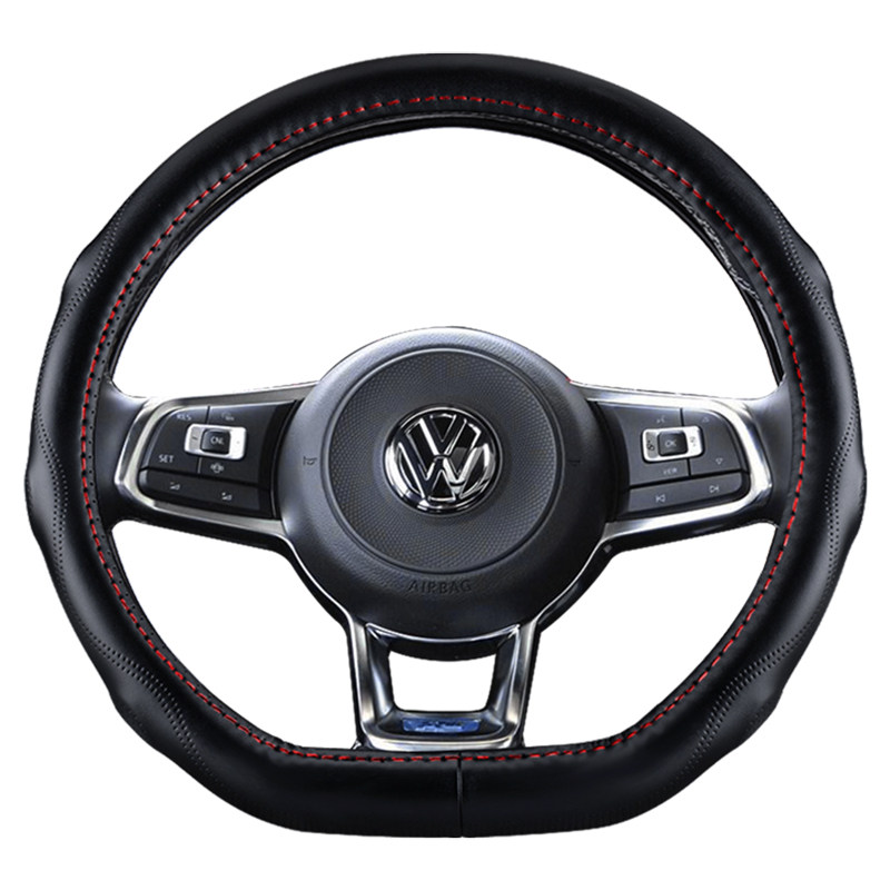 真皮防滑吸汗四季通用方向盘套大众速腾新朗逸宝来迈腾汽车车把套