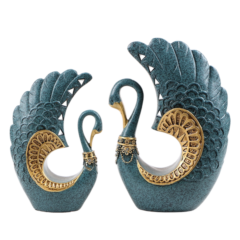 欧美式情侣天鹅摆件家居装饰品酒柜电视柜现代创意工艺品玄关摆设