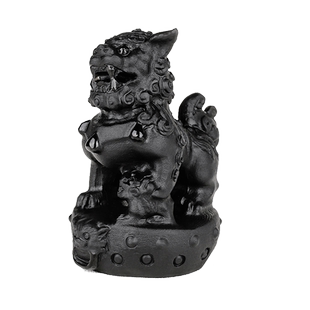 招财威武麒麟镇宅石狮子摆设黑曜石