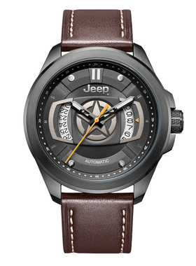 jeep吉普手表男士时尚防水夜光日历皮带镂空自动机械表jpg9000