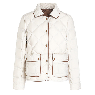 JESSIE超轻90鸭绒两面穿羽绒服女菱格纹绗缝翻领外套2025冬季新款