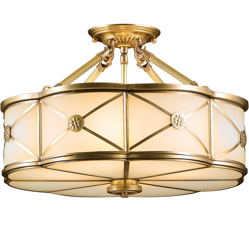 美式卧室灯具简约吊灯温馨浪漫 欧式书房灯创意 地中海复古全铜灯