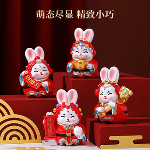 国潮兔子摆件支架兔年装饰品2023年春节过年礼物本命年吉祥物