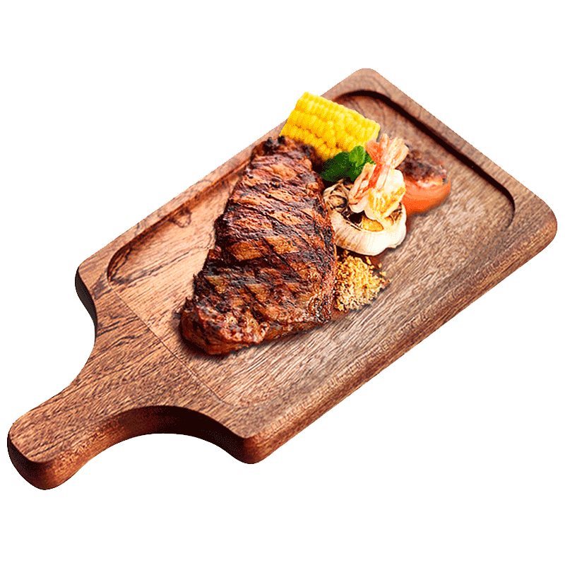 千雨乌檀木牛排板沙比利西餐面包板果木牛扒托盘板实木烤盘披萨板