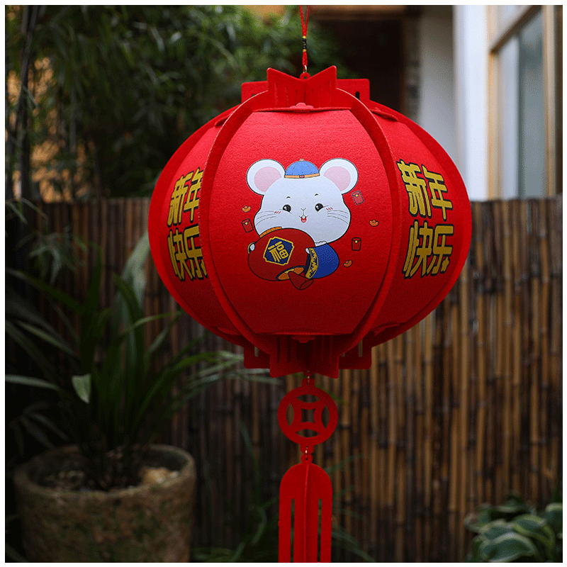 元旦新年福字灯笼吊灯无纺布红灯笼宫灯过年小灯笼挂饰春节装饰品