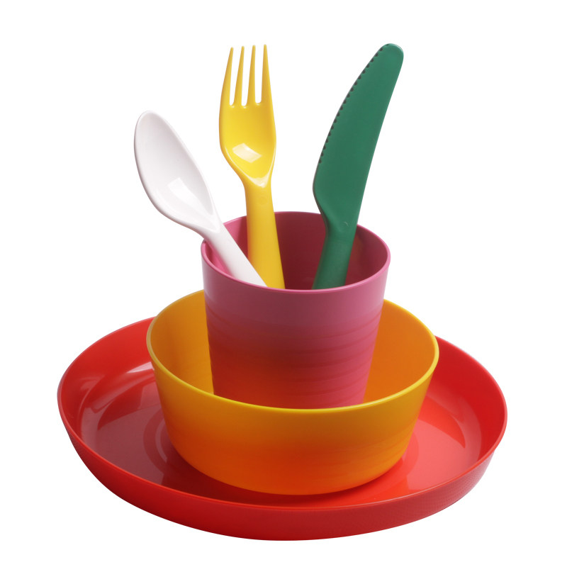 ikea宜家儿童餐具碗碟杯刀叉勺6件套彩色塑料卡拉斯宝宝辅食耐摔