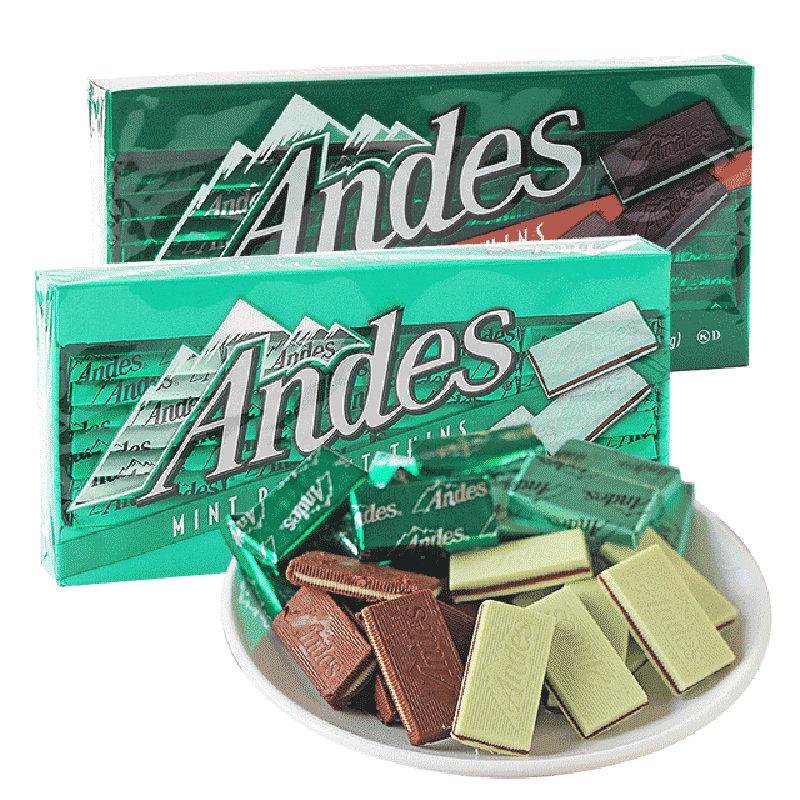 美国andes安迪士单双层薄荷糖夹心巧克力132g*2盒(代可可脂)