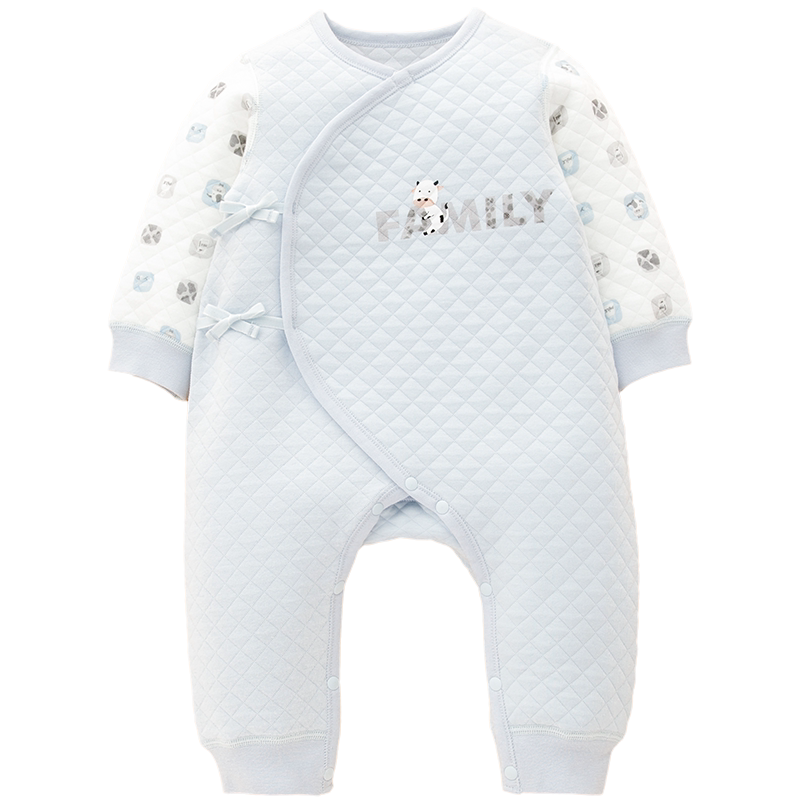 family好孩子连体衣婴儿秋冬宝宝衣服保暖新生儿斜襟系带爬服哈衣