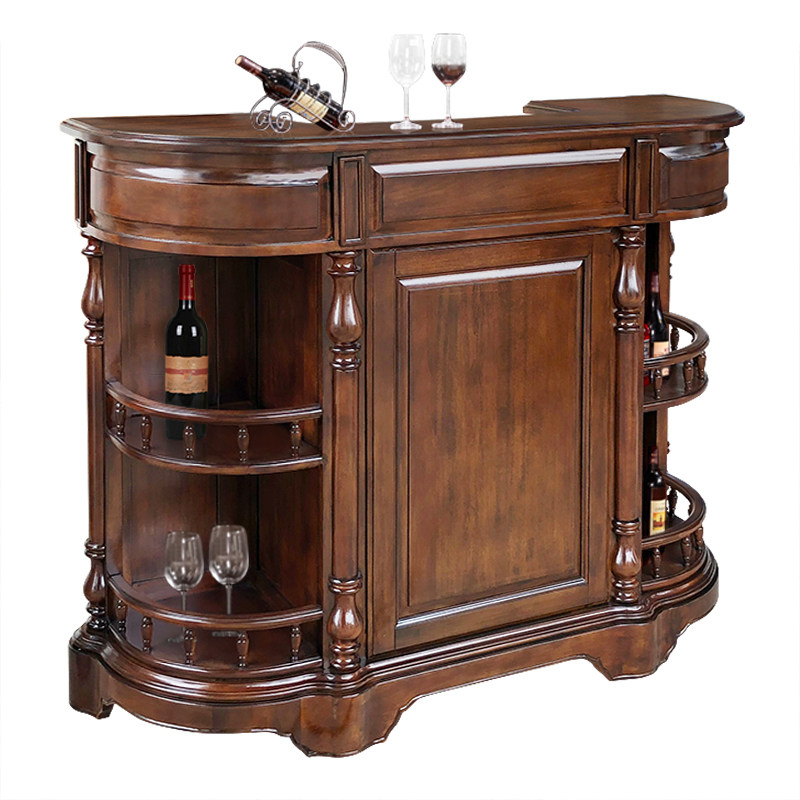 美式乡村实木家用酒吧台欧式复古奢华酒柜隔断柜吧台桌客厅酒桌