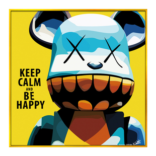 装饰画kaws海报挂画沙发背景墙画暴力熊轻奢壁画卡通动漫卧室客厅