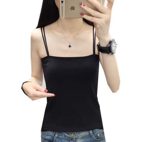 黑色小吊带背心女外穿夏挂脖式美背性感露背无袖t恤女紧身上衣潮