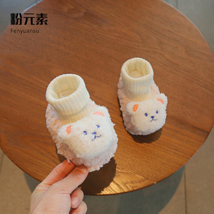 冬季新生儿袜鞋0一6月婴儿鞋子秋冬不掉软底步前鞋女宝宝保暖棉鞋
