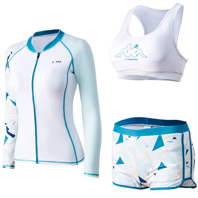 kappa泳衣女夏分体长袖防晒保守学生可爱泳装三件套2021年新款