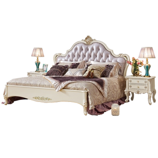 欧式单人床1.2米儿童皮床 韩式田园公主床 法式实木床 欧式真皮床