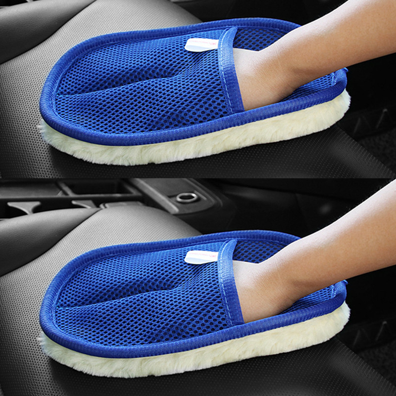 洗车手套内饰清理软羊毛绒汽车打蜡手套熊掌擦车加厚抹布清洁工具