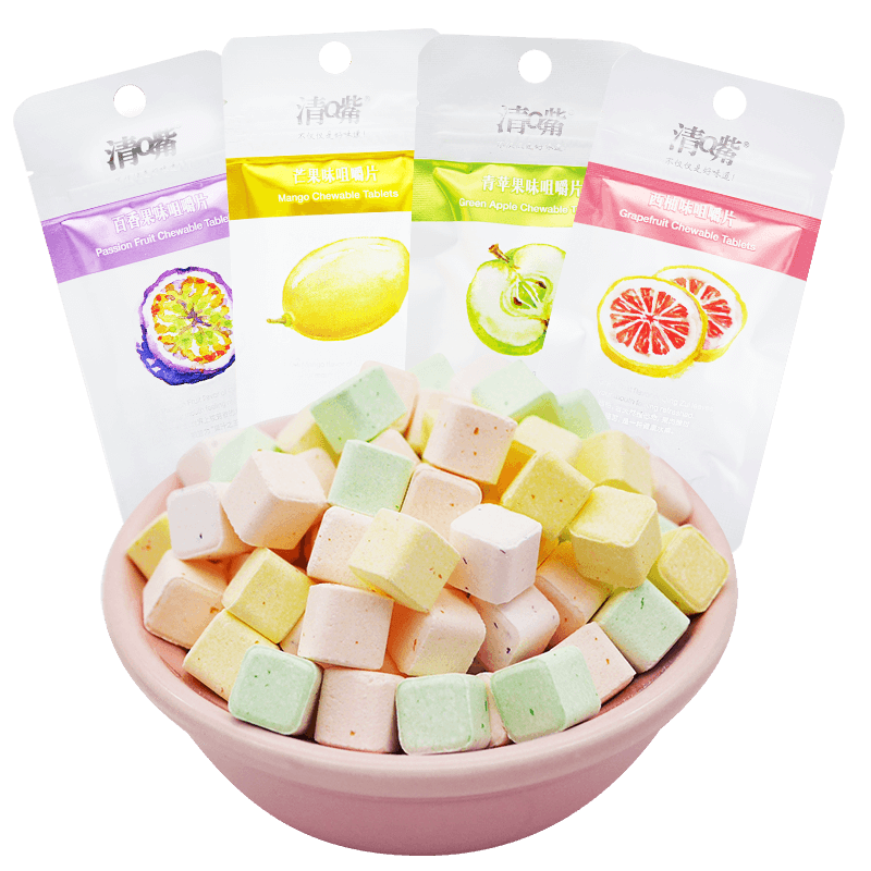 清嘴含片咀嚼片15袋清q嘴清凉草本薄荷糖清新口气亲吻糖约会零食