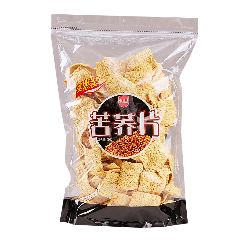 推荐美滋源食谷坊苦荞片荞麦锅巴脆片大袋装酱汁牛排原味膨化零食