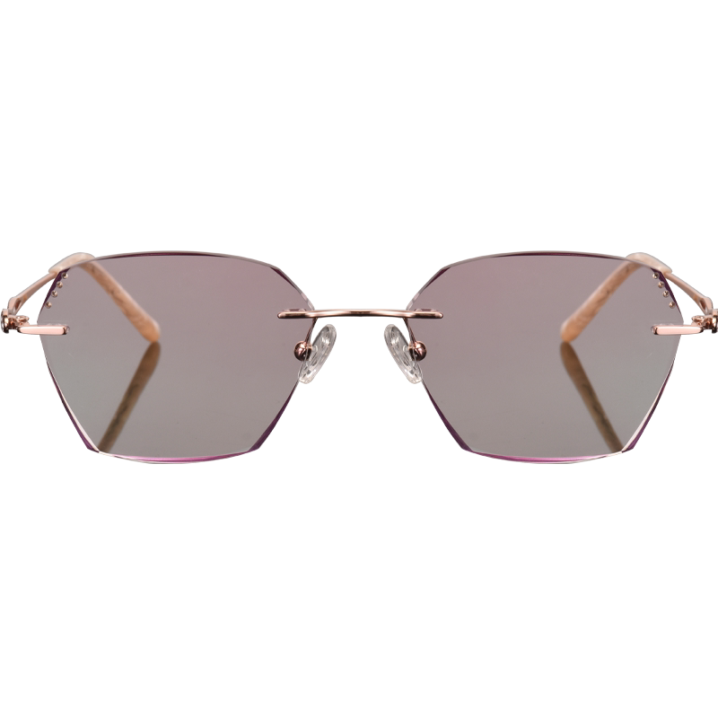 莫泊桑 超轻纯钛无框眼镜女 可配近视有度数眼镜架 钻石切边眼镜