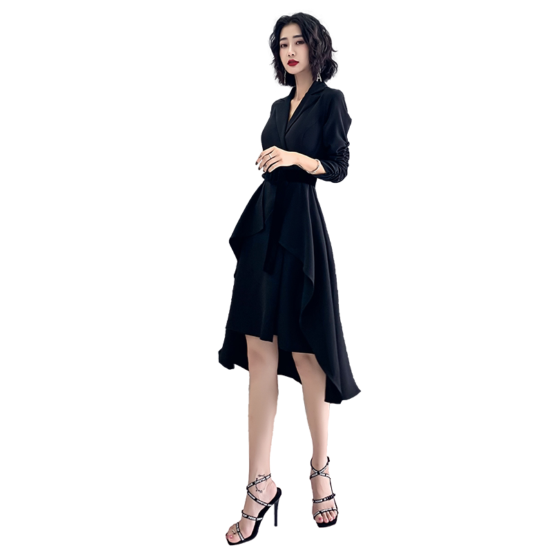 黑色小晚礼服女2020新款平时可穿气质宴会现代气场女王名媛连衣裙