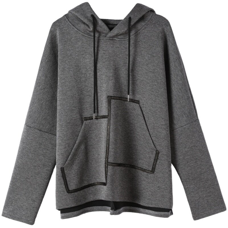 秋比灰色连帽卫衣女慵懒风春秋装宽松韩版长袖洋气套头上衣ins潮