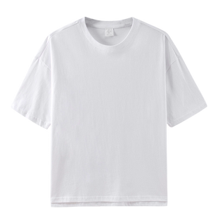 270g棉纱咔叽不透精梳厚实纯棉纯白色短袖t恤女打底衫白体小圆领
