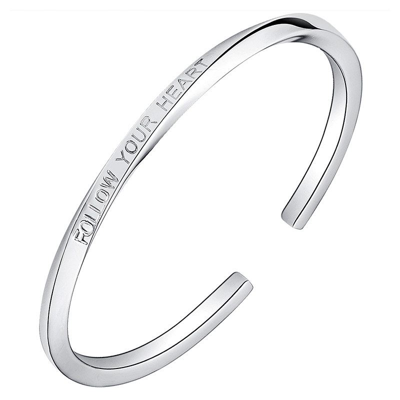 s9999纯银随心开口银手镯女个性简约足银镯子首饰年轻款生日礼物