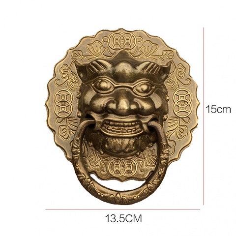 中式纯铜仿古狮子头 兽头大门拉环拉手 大号狮子头 复古虎头
