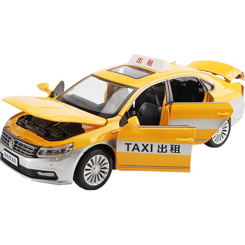大号仿真六开门大众出租车合金车模 儿童玩具车的士男孩汽车模型 - 隽