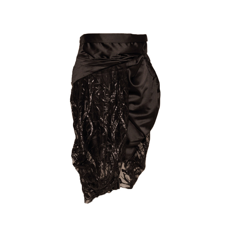 随意门wingfree原创立裁绸缎拼闪片缠绕式半身裙女sym设计感小众