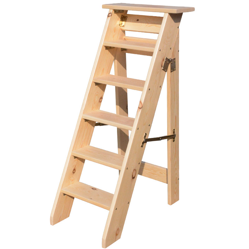 家用 实木人字梯 加厚折叠梯 单侧移动木梯子五踏步室内阁楼楼梯