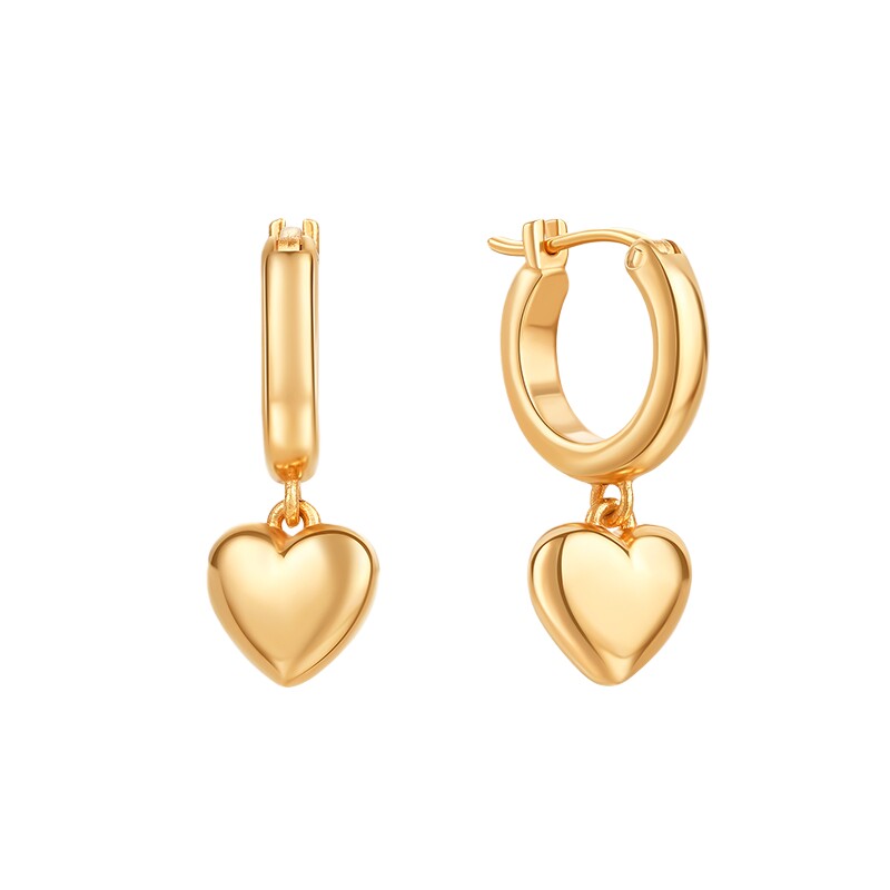 潮宏基 余生-梦幻心 18k金耳钉彩金耳饰爱心桃心甜美优雅耳饰耳环
