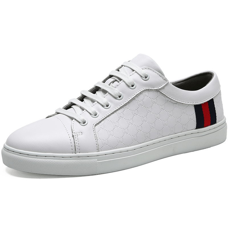 秋季透气西装小白鞋2020新款百搭男正品真皮纯皮白鞋头层牛皮板鞋