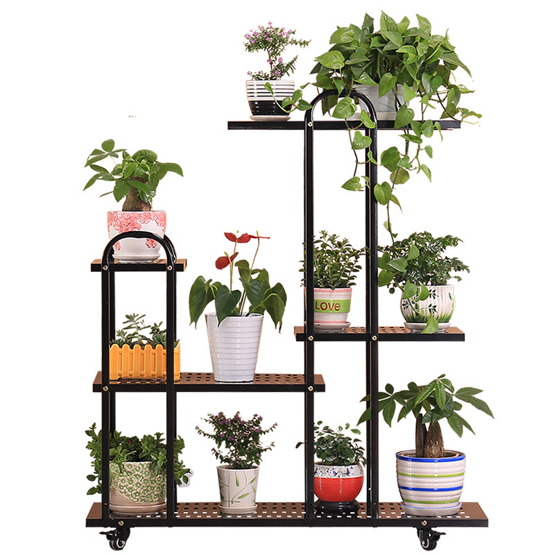 花架子铁艺客厅阳台花架室内绿萝多肉花盆架特价带轮移动多层花架