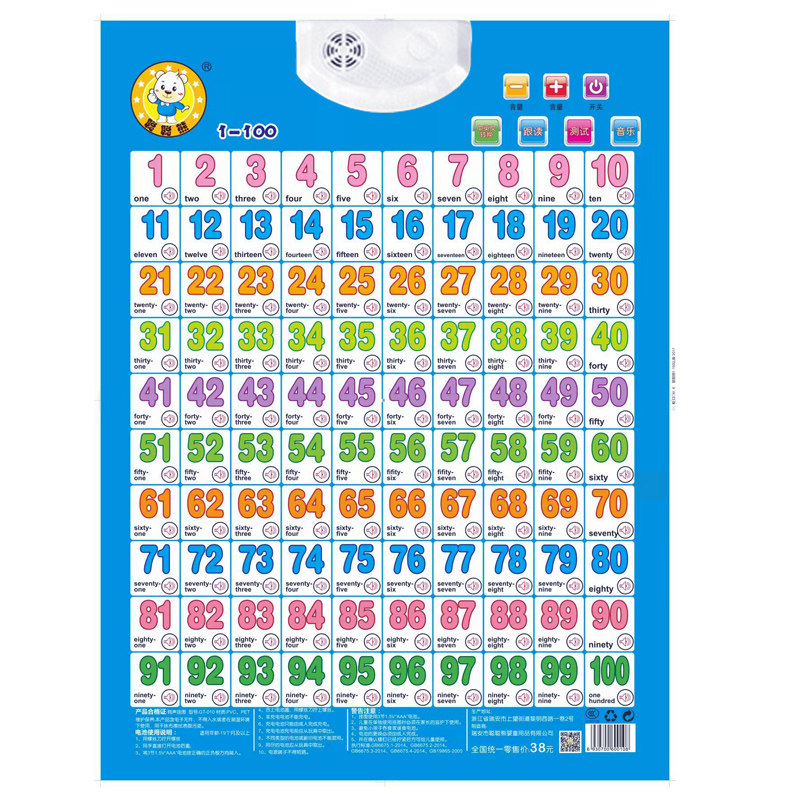 儿童认知有声挂图学数学认数字认数1至100宝宝玩具发声语音早教图